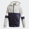 ADIDAS KIDS LINEAR ZIP HOODIE GREY/NAVY GD6327