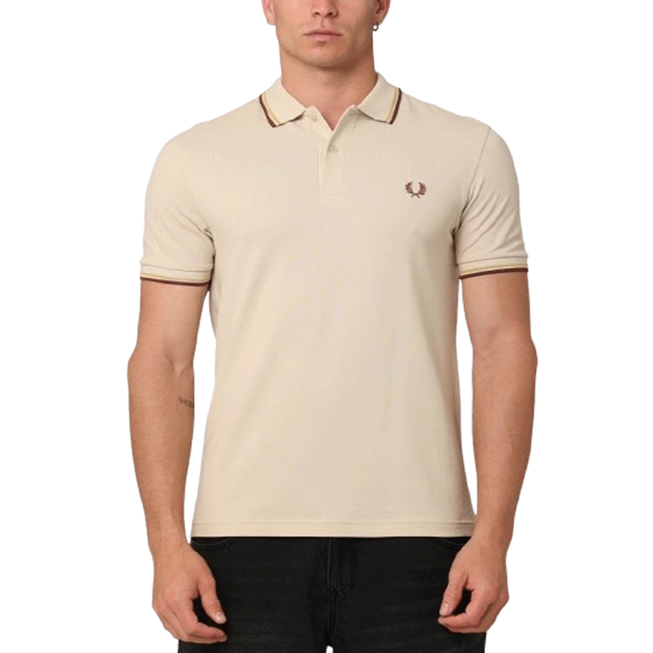 FRED PERRY TWIN TIPPED POLO OAT HONEY M3600 W55