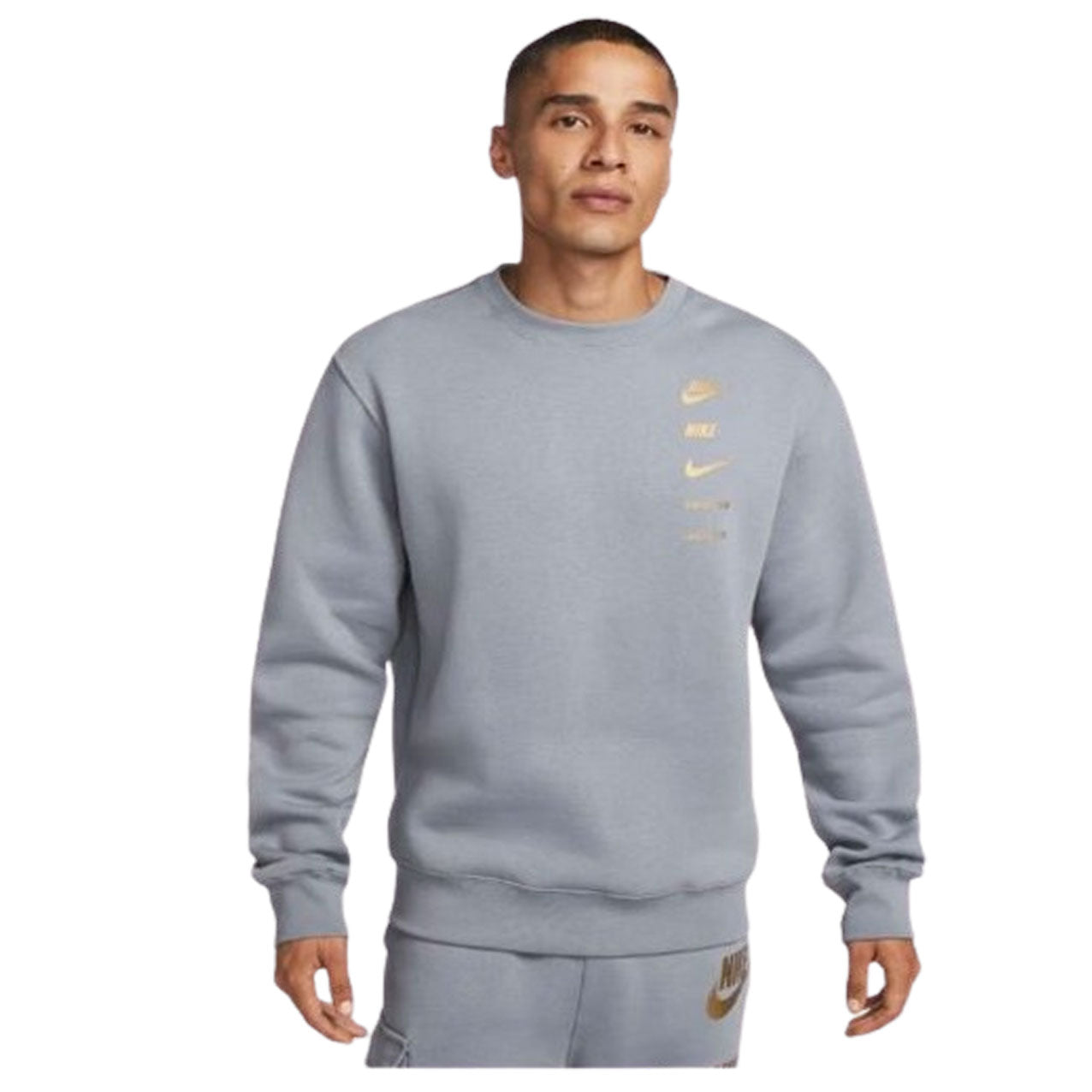 NIKE  STANDARD ISSUE STACK LOGO CREW SUIT GREY