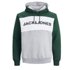 JACK &amp; JONES JJELOGO BLOCKING HOODIE GREEN/GREY 12172344