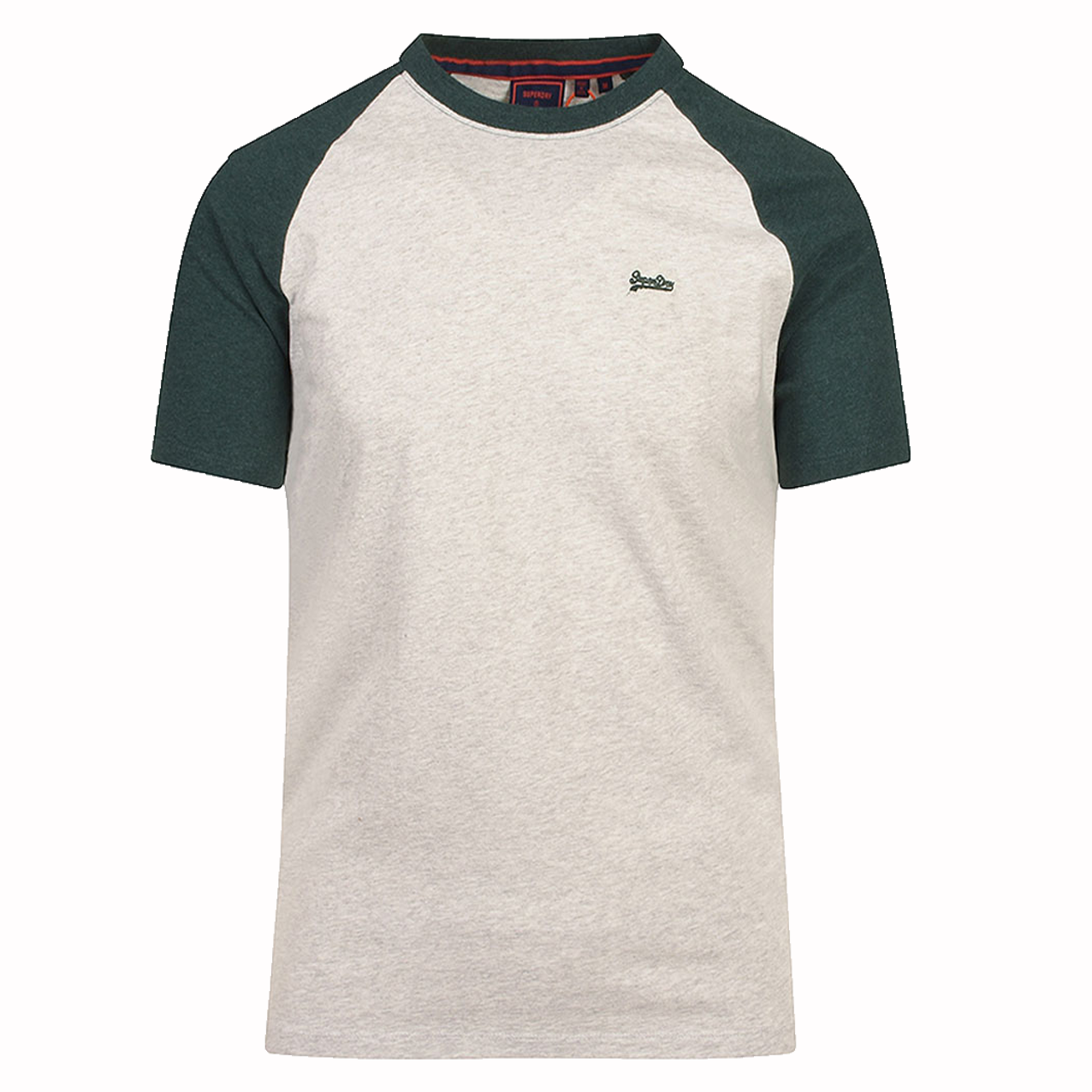 SUPERDRY VINTAGE BASEBALL TEE GREY/BUCK GREEN M1011296A-7PQ