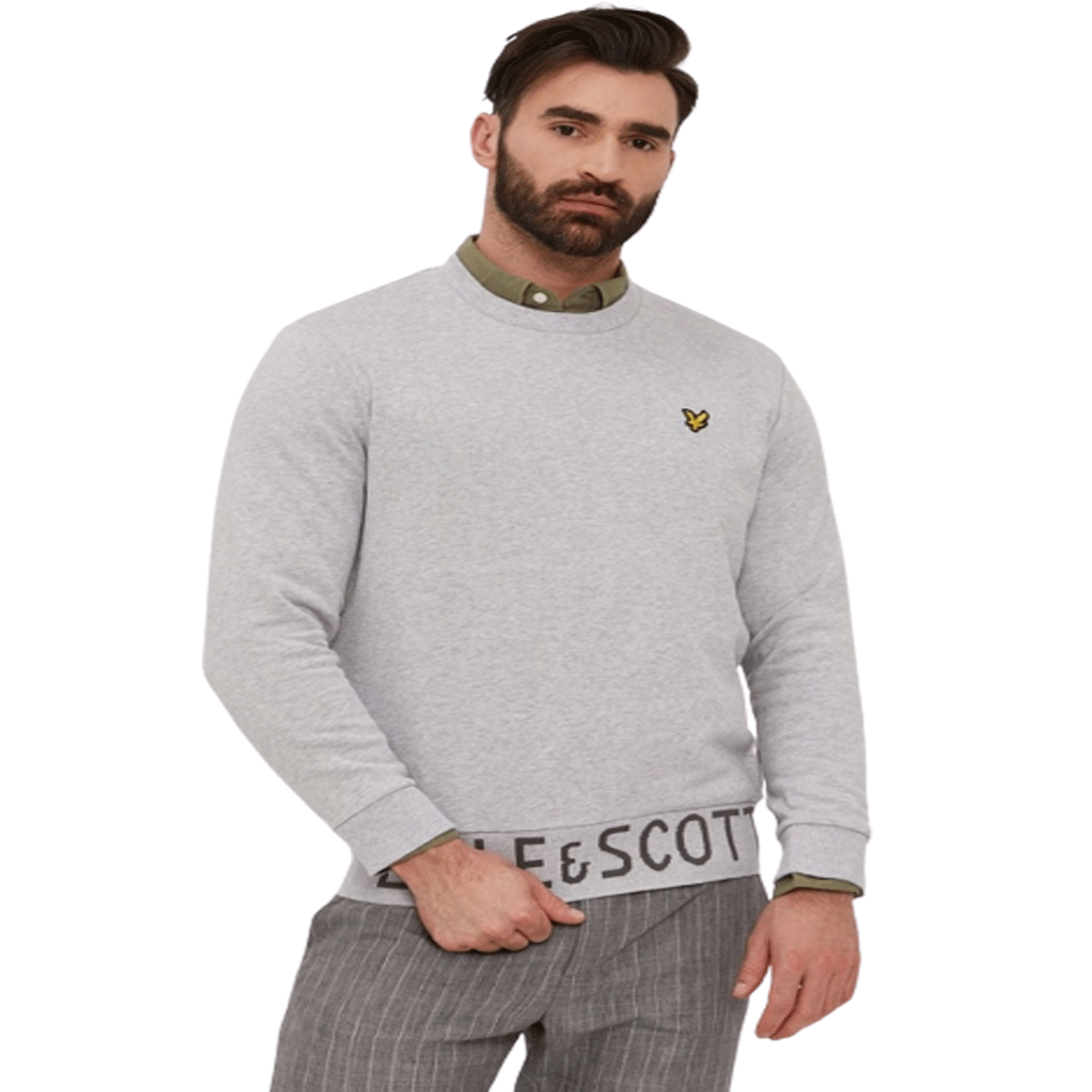 Lyle Scott BOTTOM BRANDED CREW JUMPER GREY ML1423V D24 Benson66