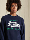 Superdry SCRIPT STYLE COL CREW NAVY M2011464A-09S