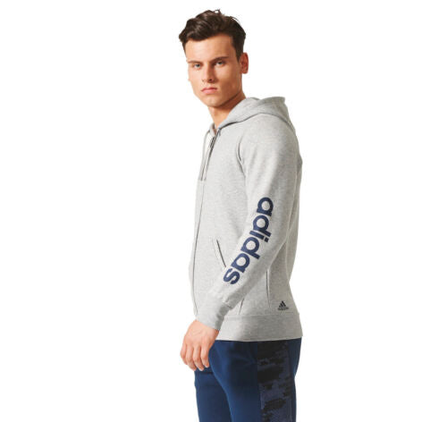 ADIDAS ESS LIN FZ HOODIE GREY BQ9636